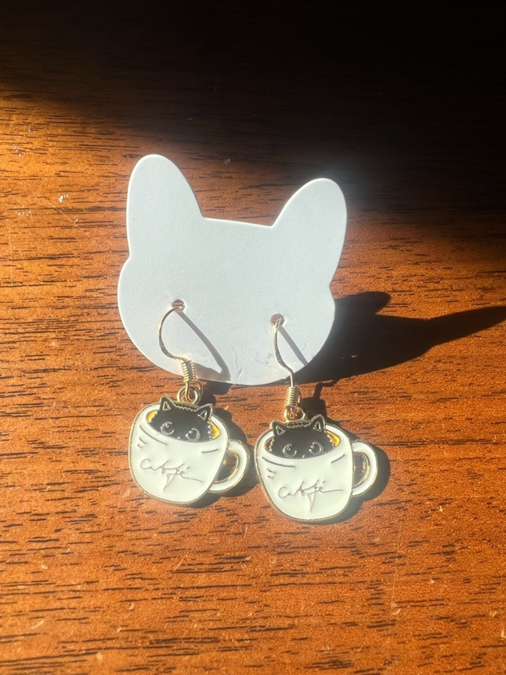 Adorable Cat-in-Cup Earrings